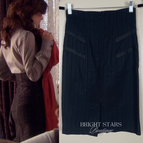 Rare Vintage Pencil Skirt ASO Blair Waldorf Gossip Girl Black Knee Length - Picture 2 of 11
